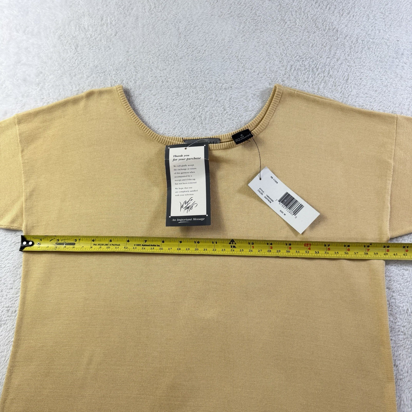 VTG Linda Allard Ellen Tracy Silk Knit Shell Top Saffron NWT Medium Boat Neck