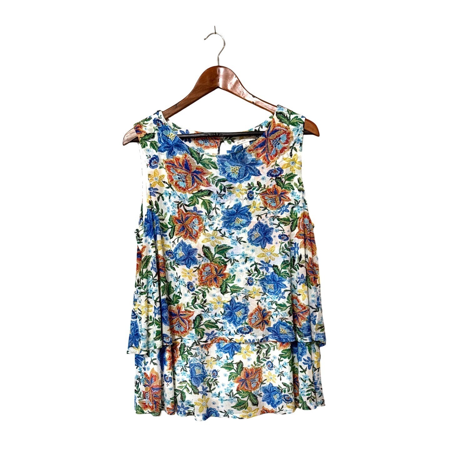 Floral Sleeveless Layered Top By EST. 1946 Large Polyester/Spandex Blend
