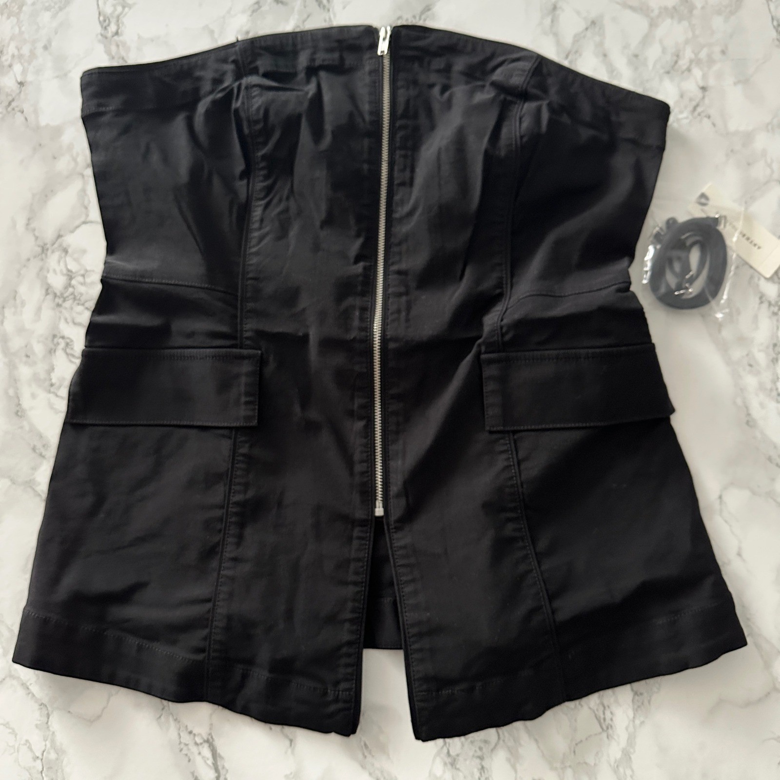 Anthropologie Black Strapless Convertible Zip Front Bodice Top Women Size Large