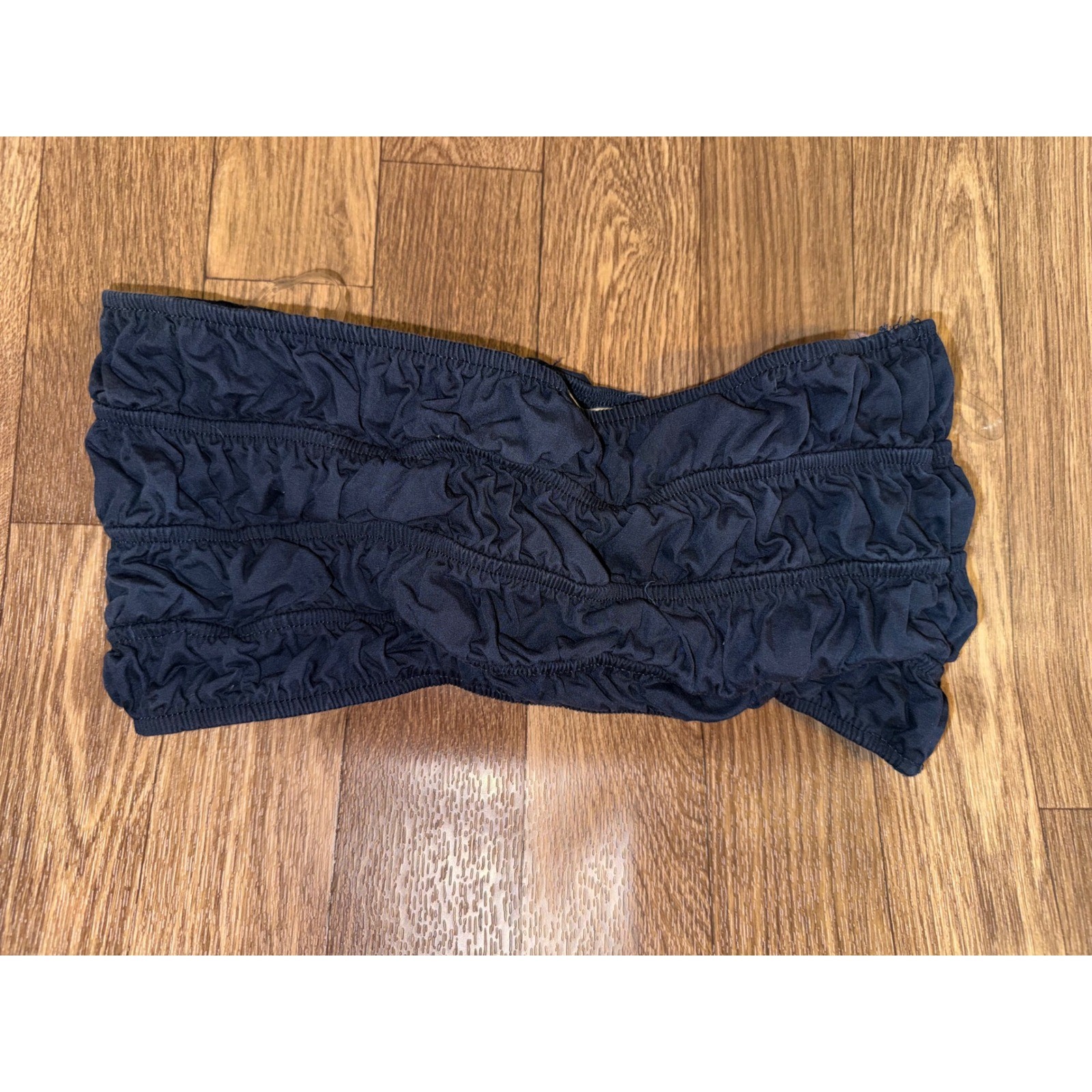 LA Hearts Navy Blue Smocked Ruched Cotton Bandeau Tube Top Medium RN090233