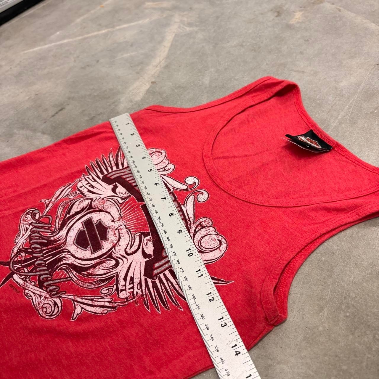 Harley-Davidson Red Graphic Tank Top Women Small Smoky Mountain Biker Y2K Style