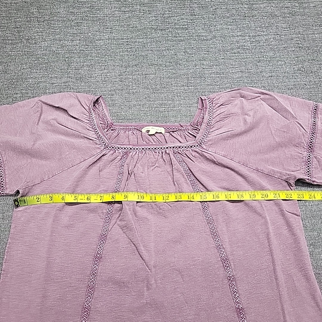 Womens Top Large Size Mauve Peasant Blouse with Square Neck Braided Details
