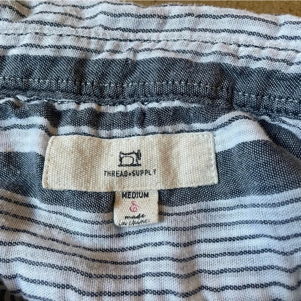 Thread & Supply Striped Collared Long Sleeve Button Down​ Lyocell Blouse Medium
