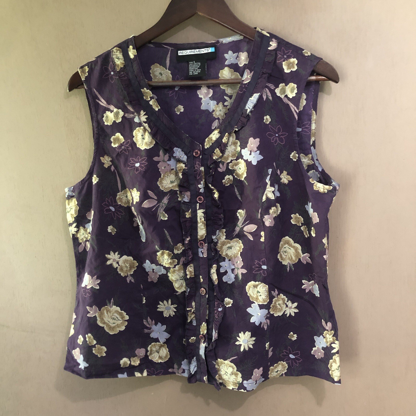 Requirements Flower Print Sleeveless Blouse Women’s L Top G2D19