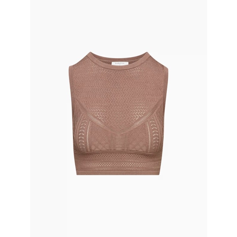 Babaton Aritzia Pointelle Cropped Sweater Tank Size Small in Deep Taupe