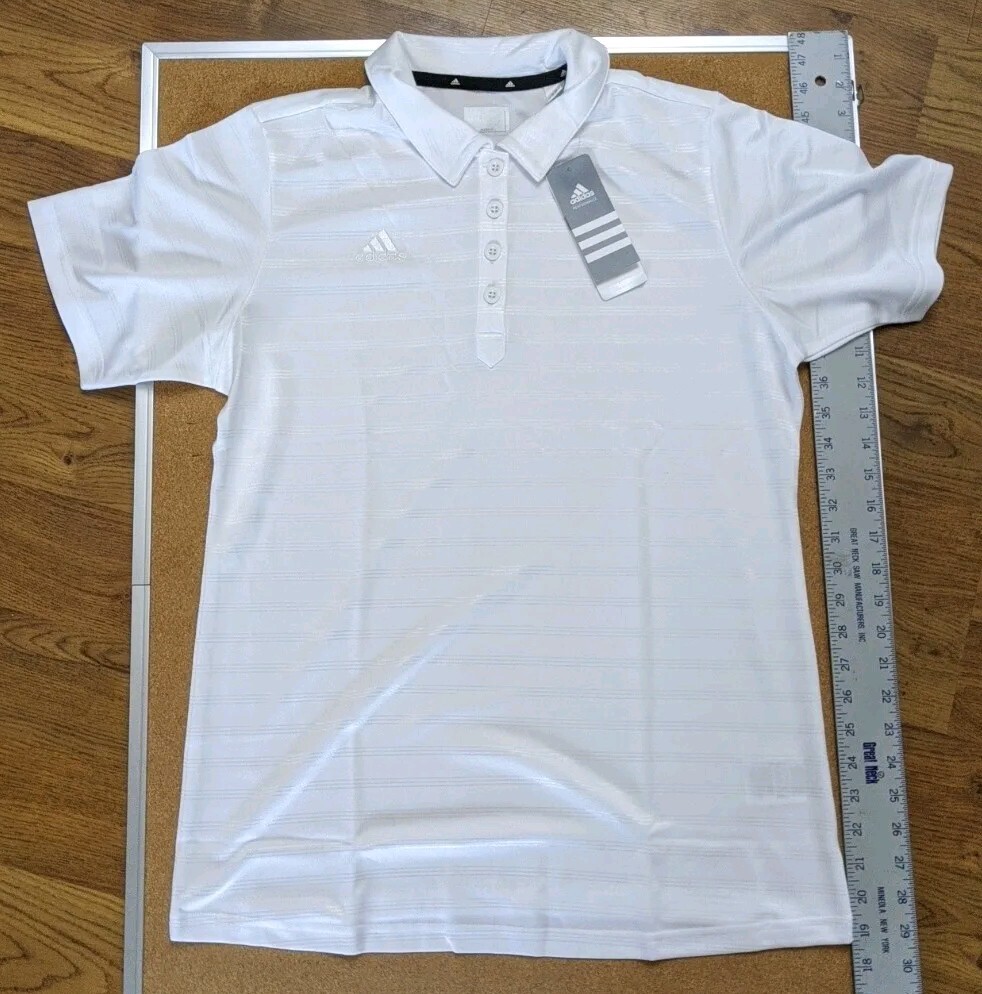 Adidas Women’s Basics White Polo Shirt Size Large Climalite NWT