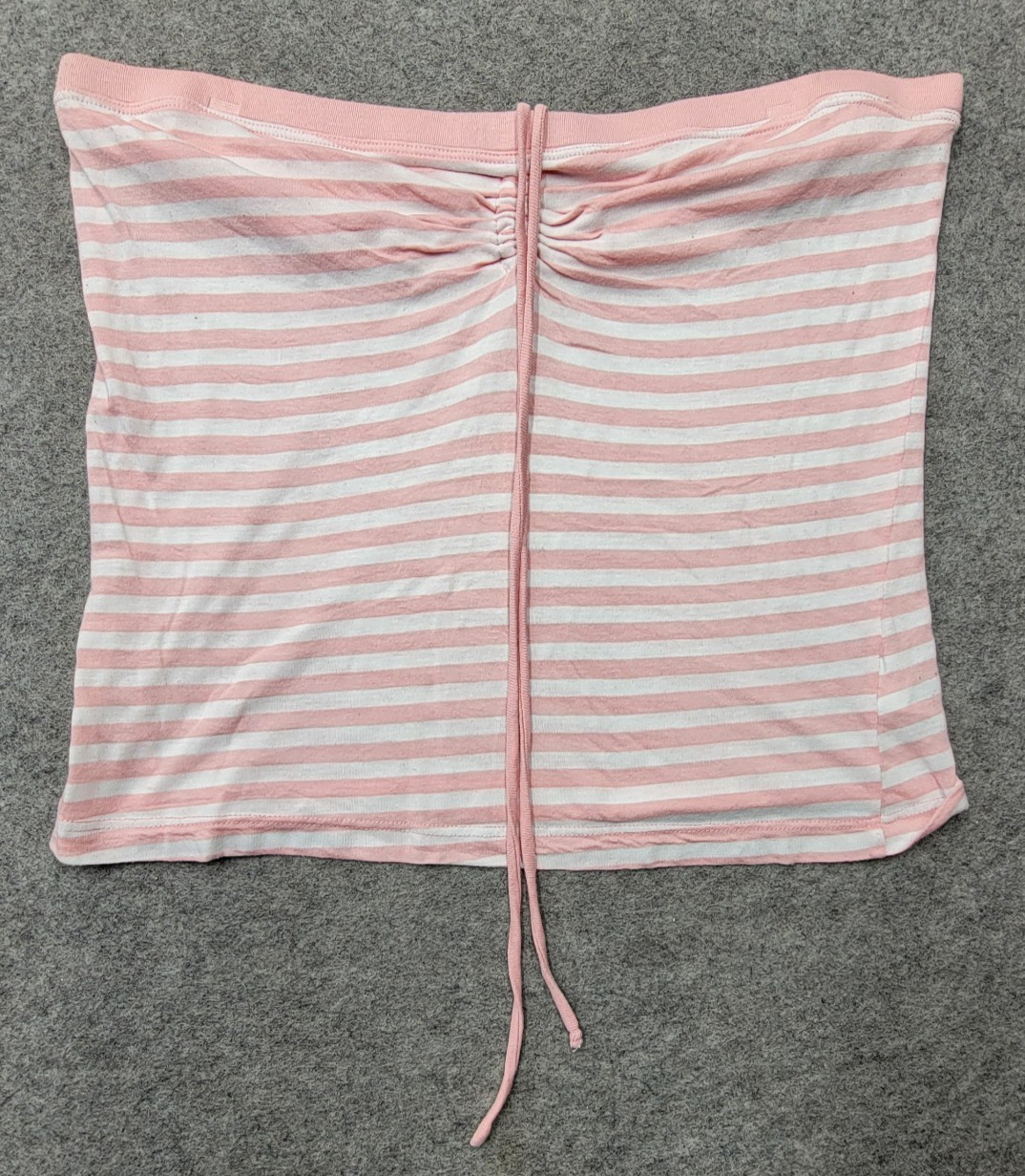 Juicy Couture Womens Pink Striped Strapless Cinched Top Size L USA Made