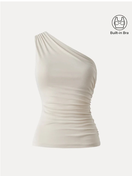 Sandwashed One Shoulder Ruched Bra Tank