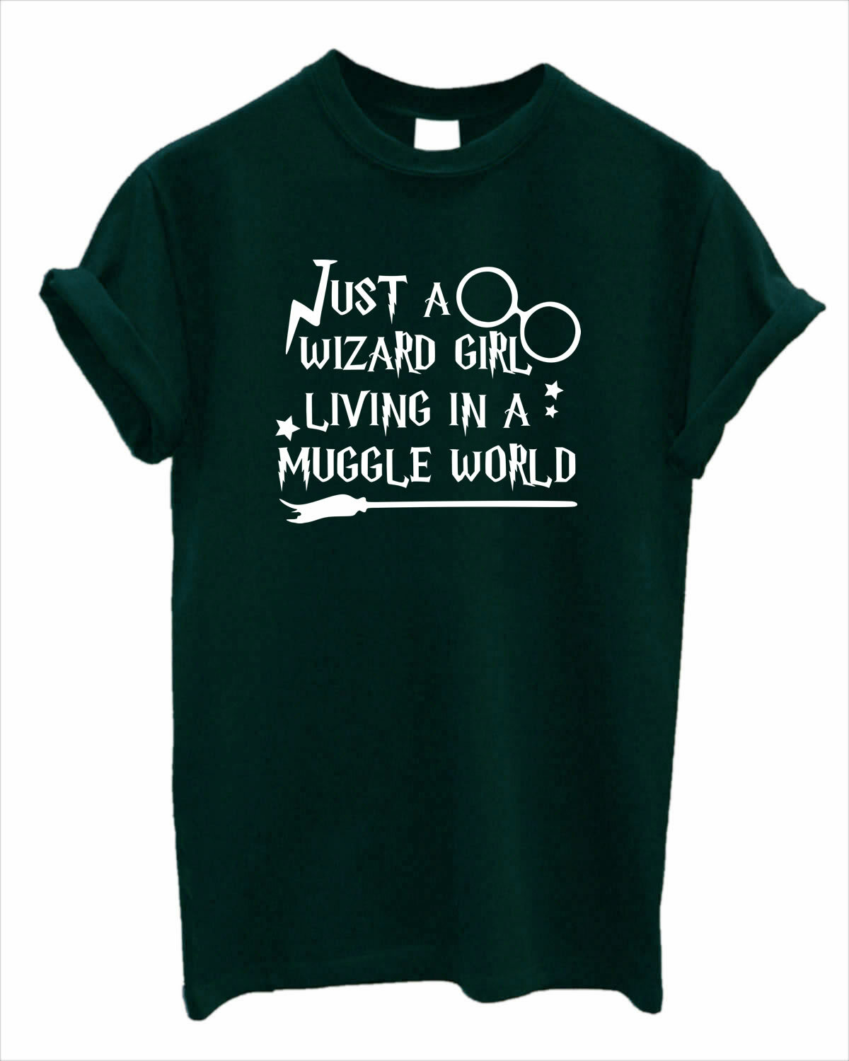 Just a wizard girl in a muggle world print Tshirt Fan art wizard Wizardry Top