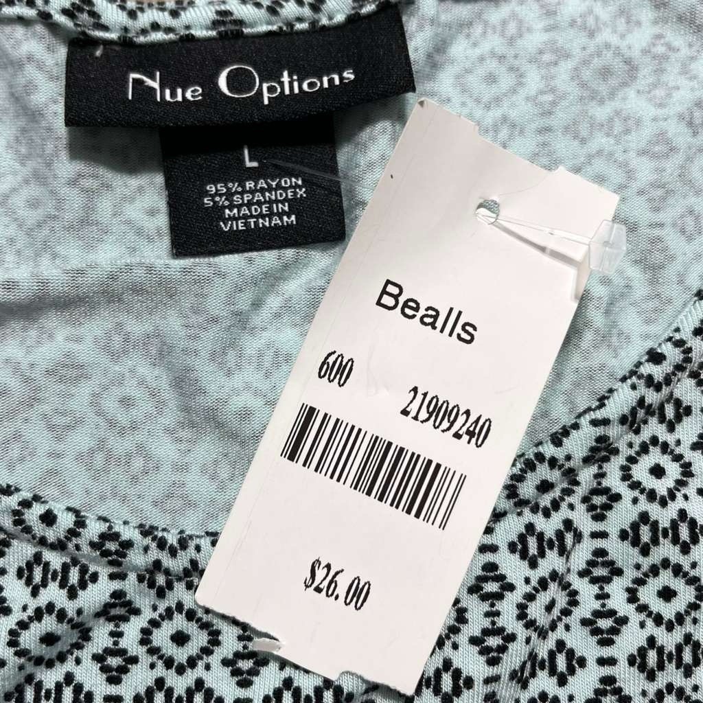 Nue Options Womens Asymmetrical Hem Printed Tank Top Size Large Green Mint Black