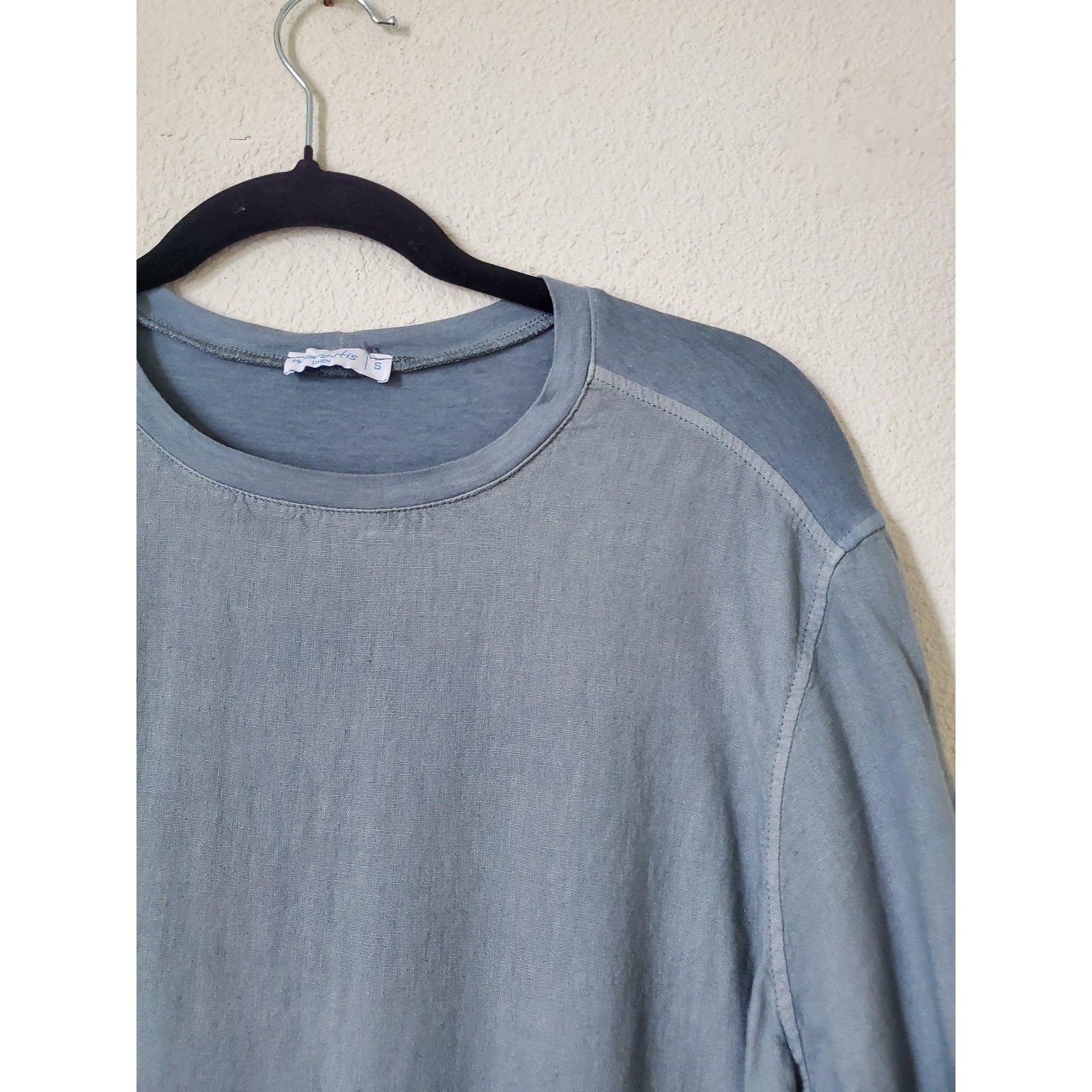 Moraitis Linen Blend Tunic Top Gray Tshirt Short Sleeve Casual Womens S GREECE