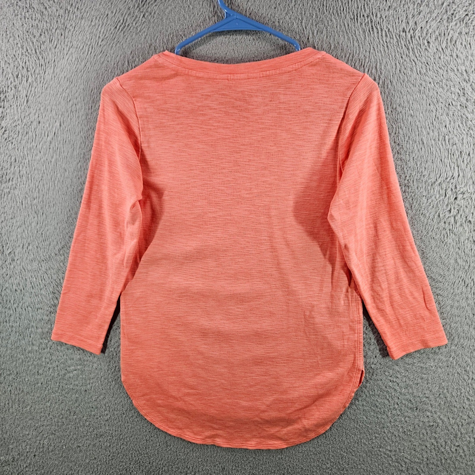 Tommy Bahama Womens XS Coral Orange Slub Knit Cotton Curved Hem Top 22970