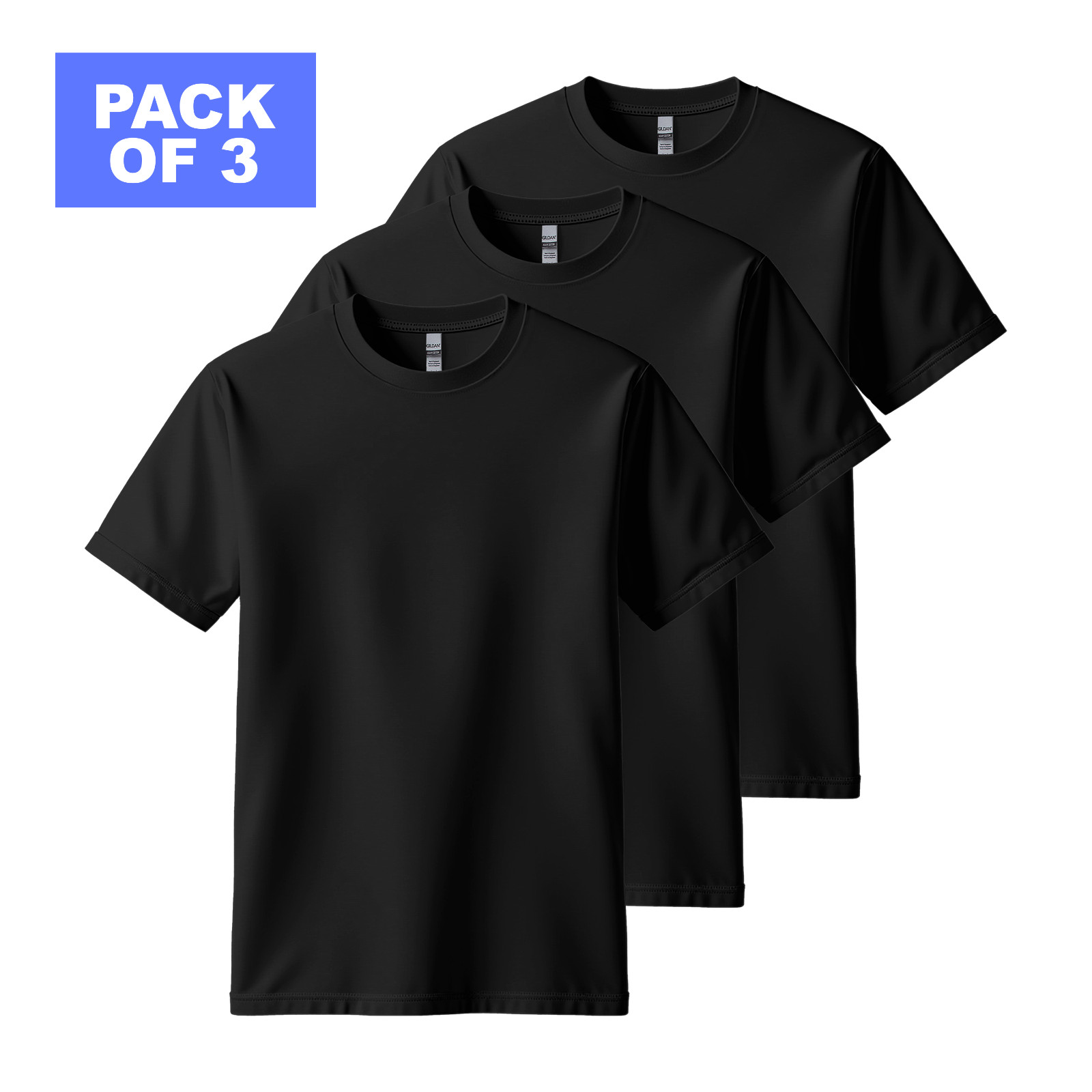 3-Pack Blank Black Gildan 5000 T-Shirts S-2XL Heavy Cotton