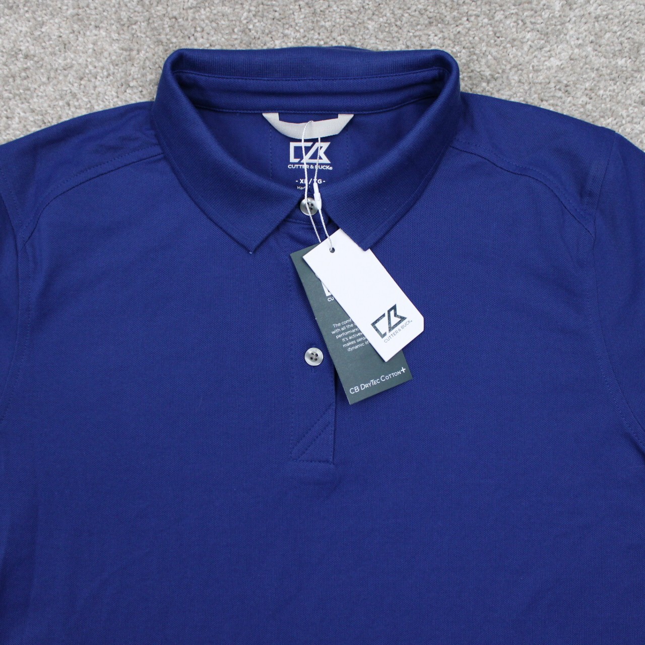 Cutter & Buck Polo Shirt NWT Womens XL Blue CB DryTec Cotton+ S/S Pullover