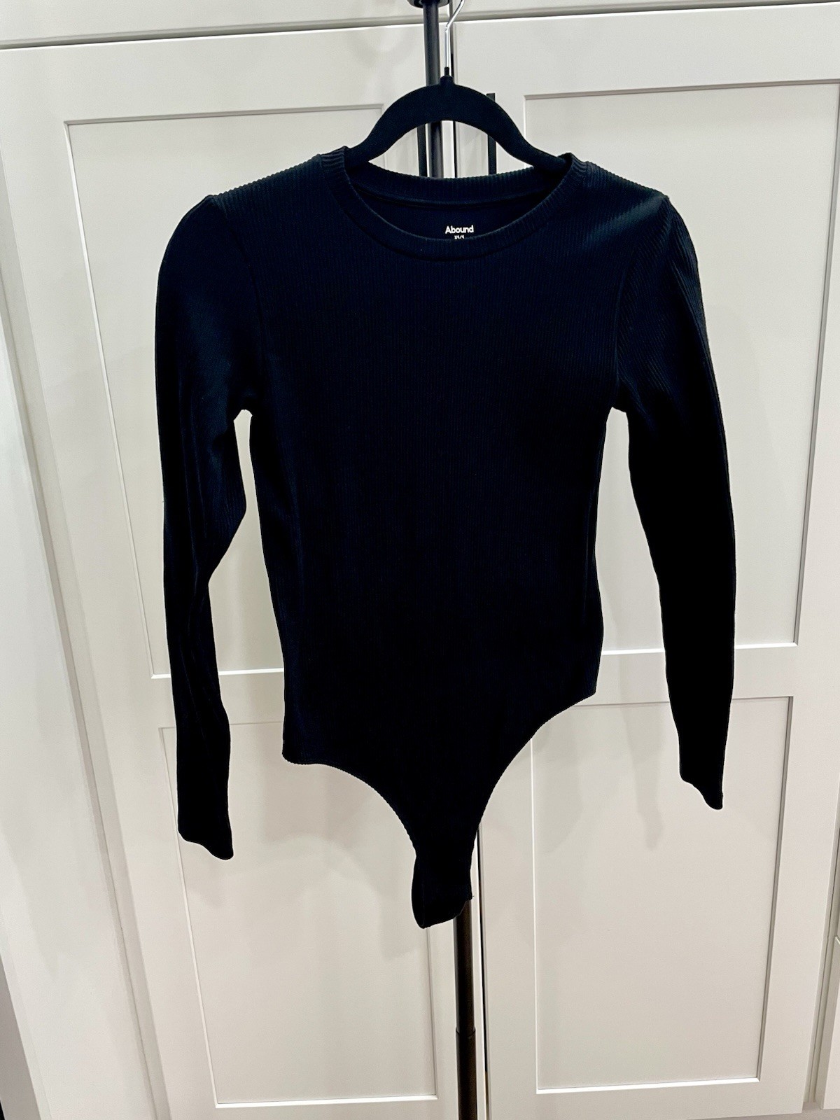 Abound Black Ribbed Long Sleeve Bodysuit XS/S NWOT Seamless