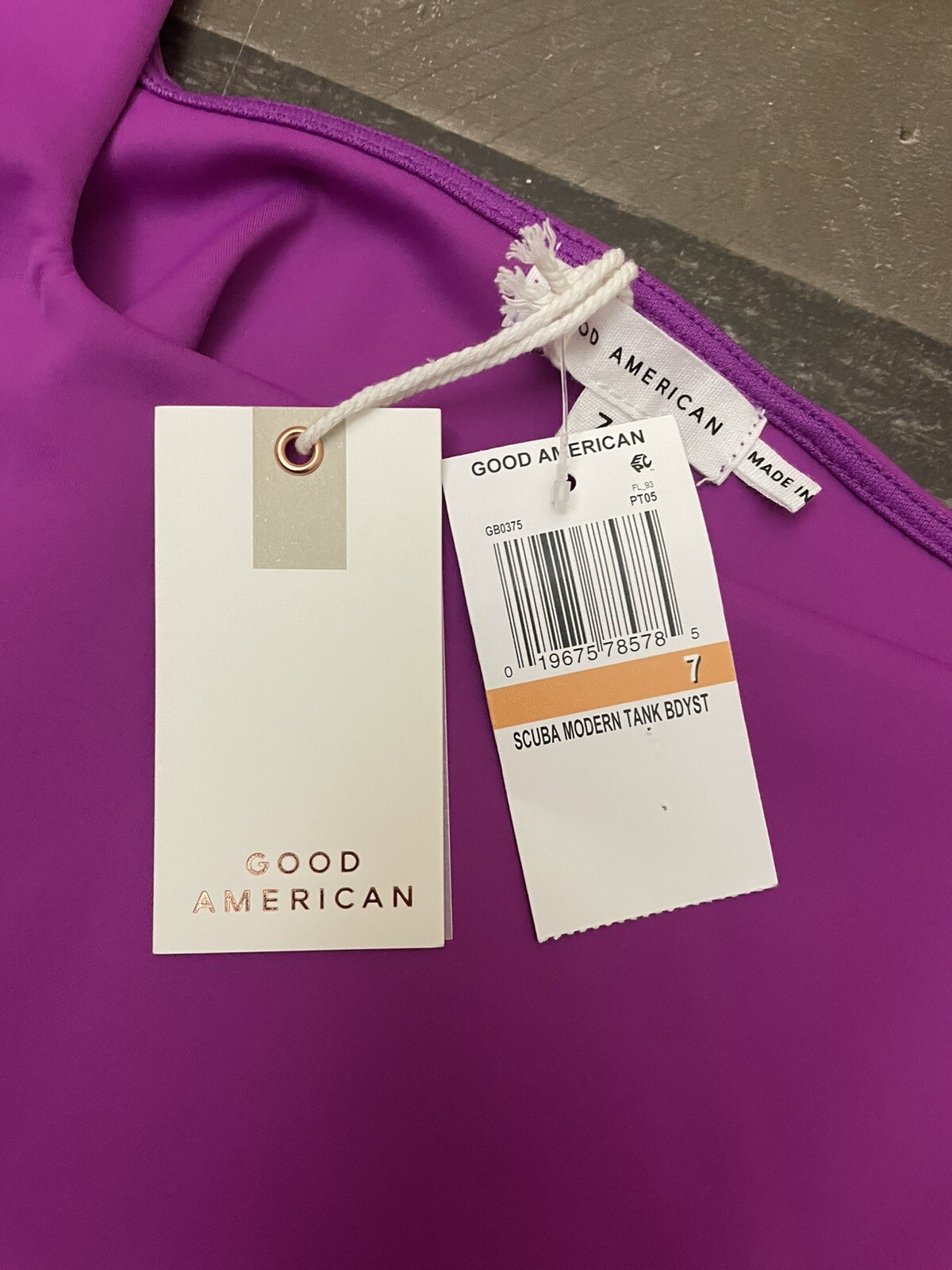 NWT Good American Womens Scuba Modern Tank Bodysuit Sorority Pink Size 7
