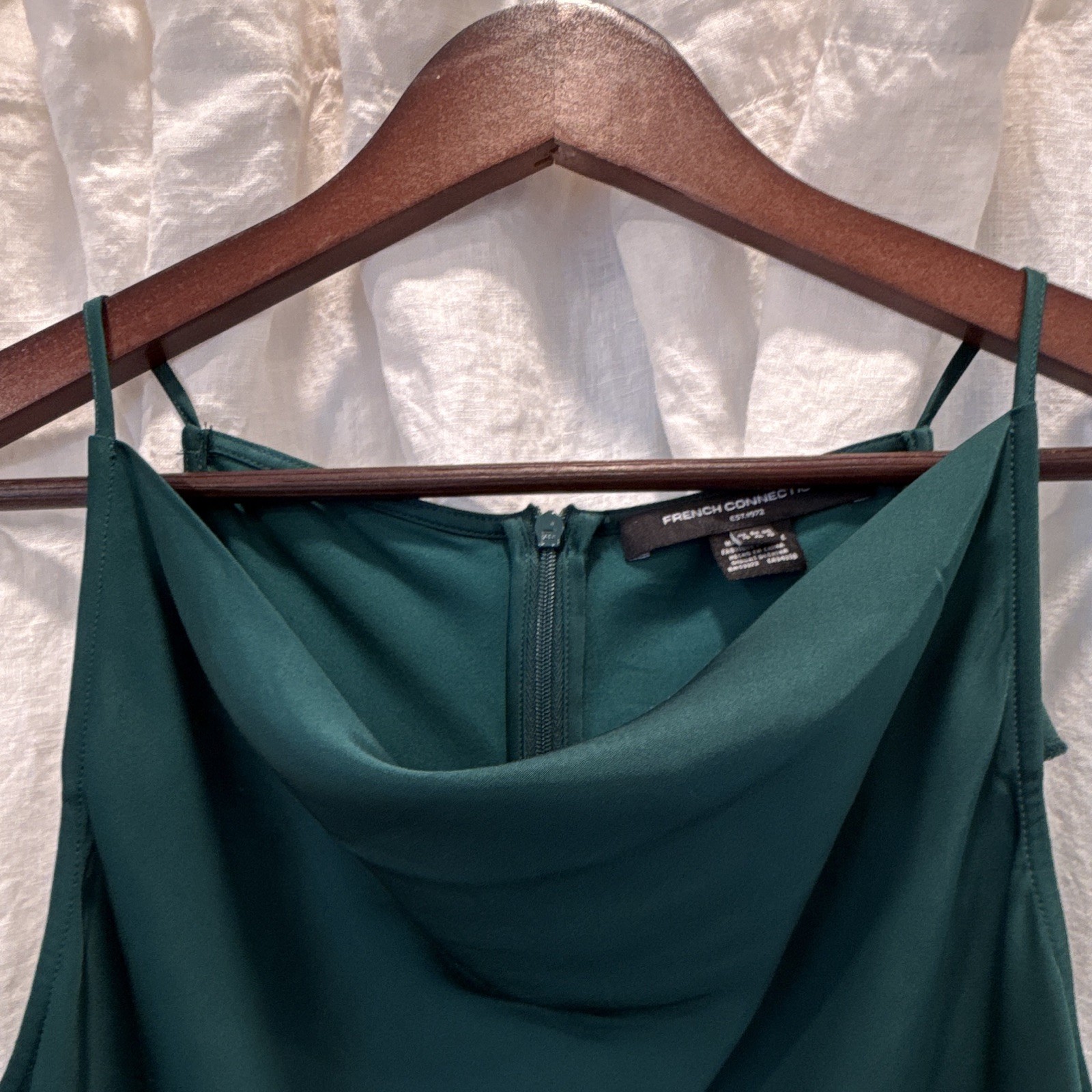 French Connection Green Solid Cowl Neck Spaghetti Strap Cami Tank US size 12