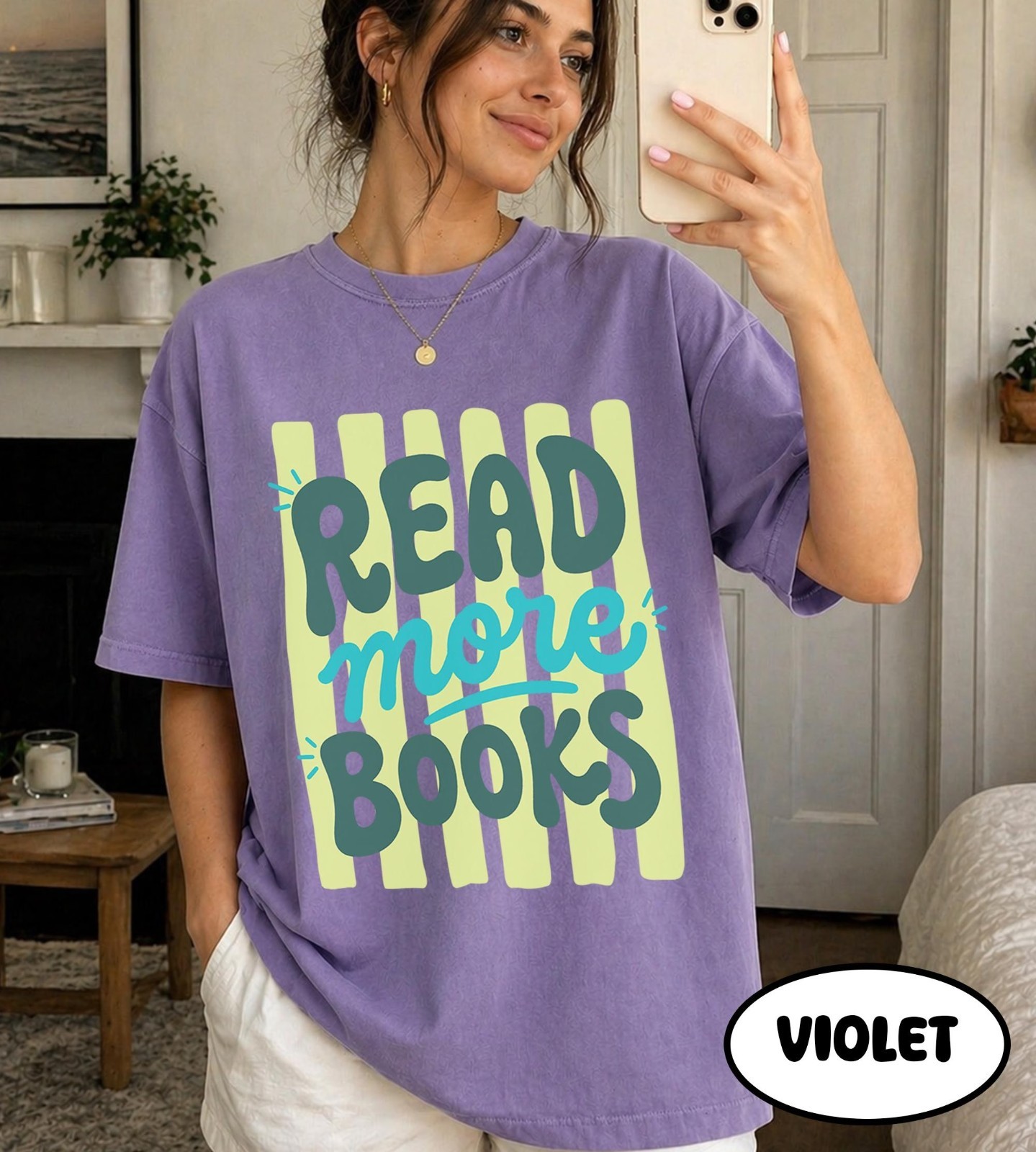 Read More Books T-Shirt, Book Lover Graphic Tee, Trendy Striped Bookish Shirt