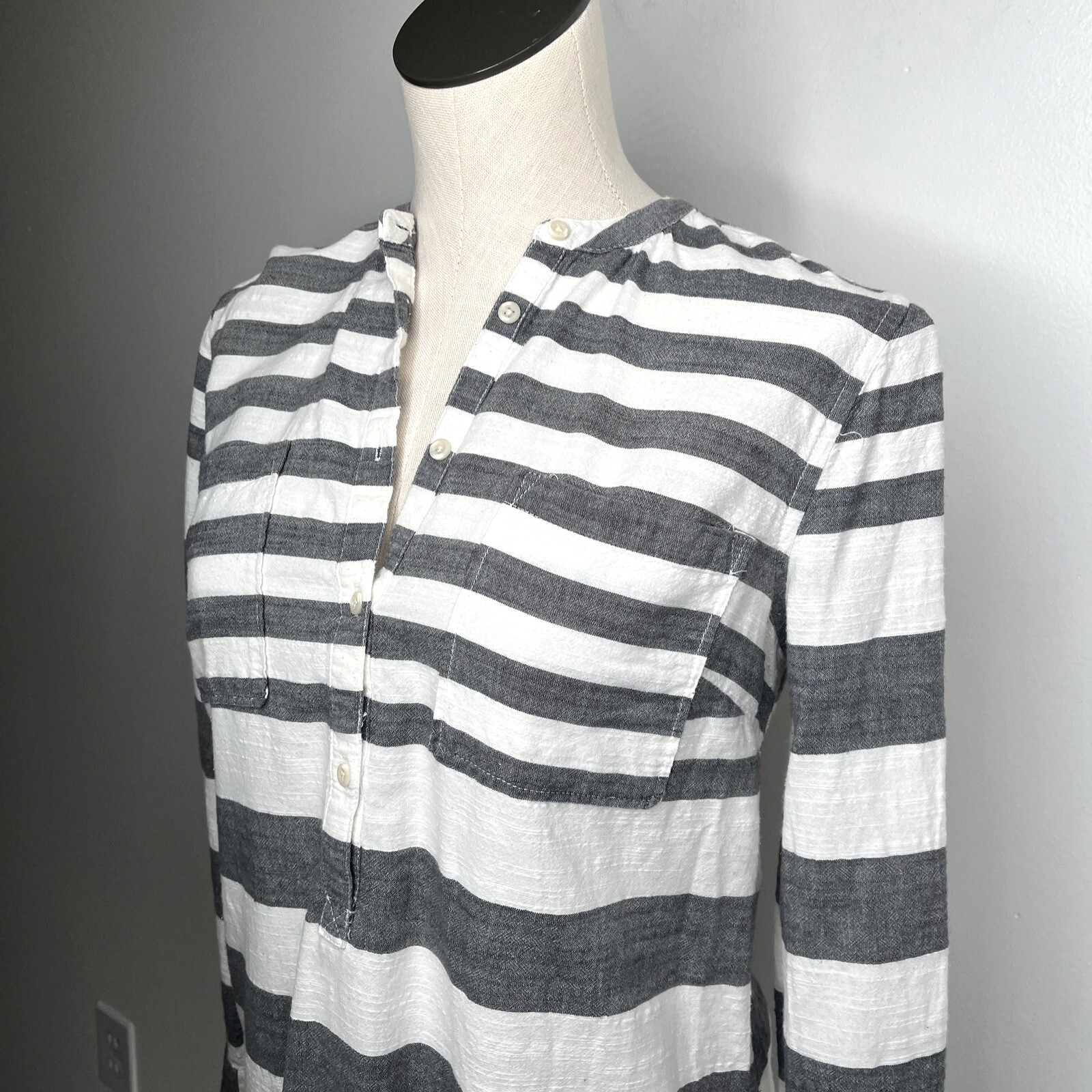 Merona Women’s Striped Cotton Boho Tunic Top Size M Coastal Beachy Blouse