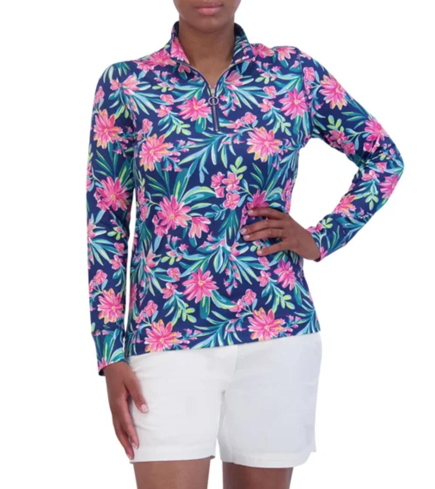 Stella Parker Shirt Quarter Zip Athletic UPF 50 Sun Top S L XL XXL 2X Palm Golf