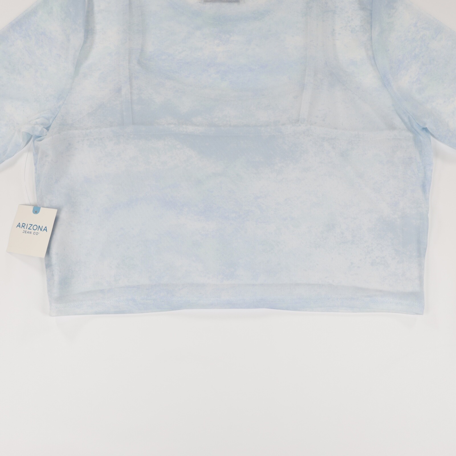 Arizona Jean Co Women’s Short Sleeve Mesh Cropped Top Light Blue Size XL