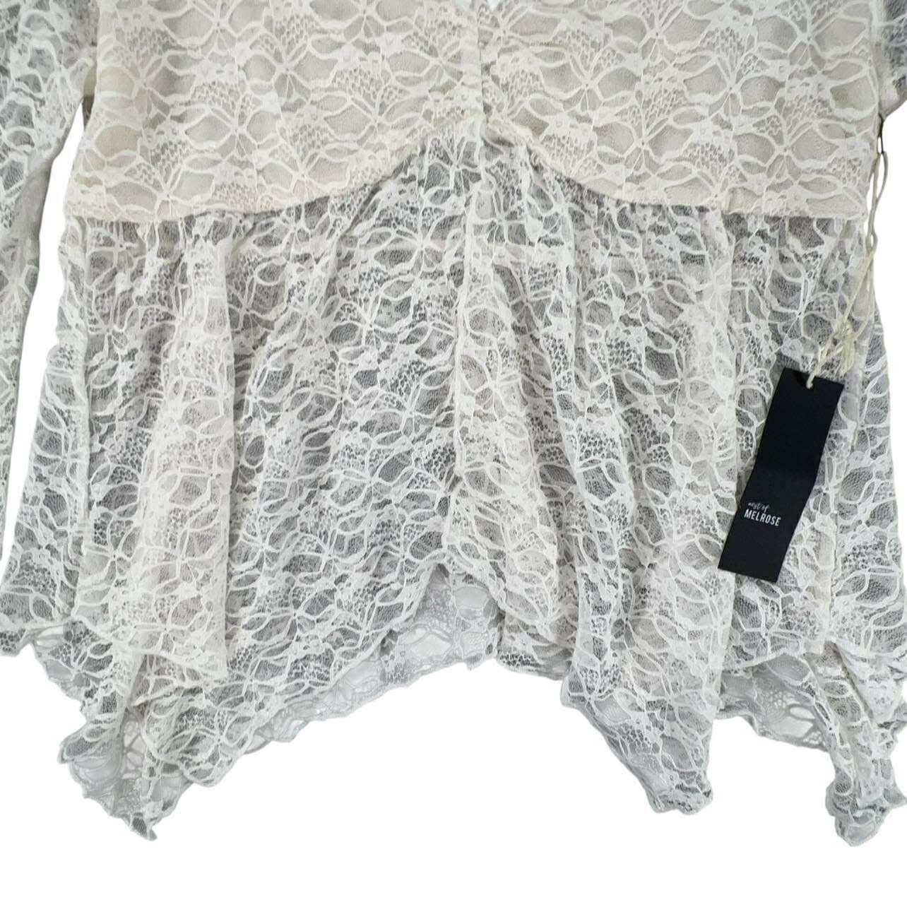 West of Melrose Lace Bell Sleeve Square Neck Peplum Top Size L NWT MSRP $35