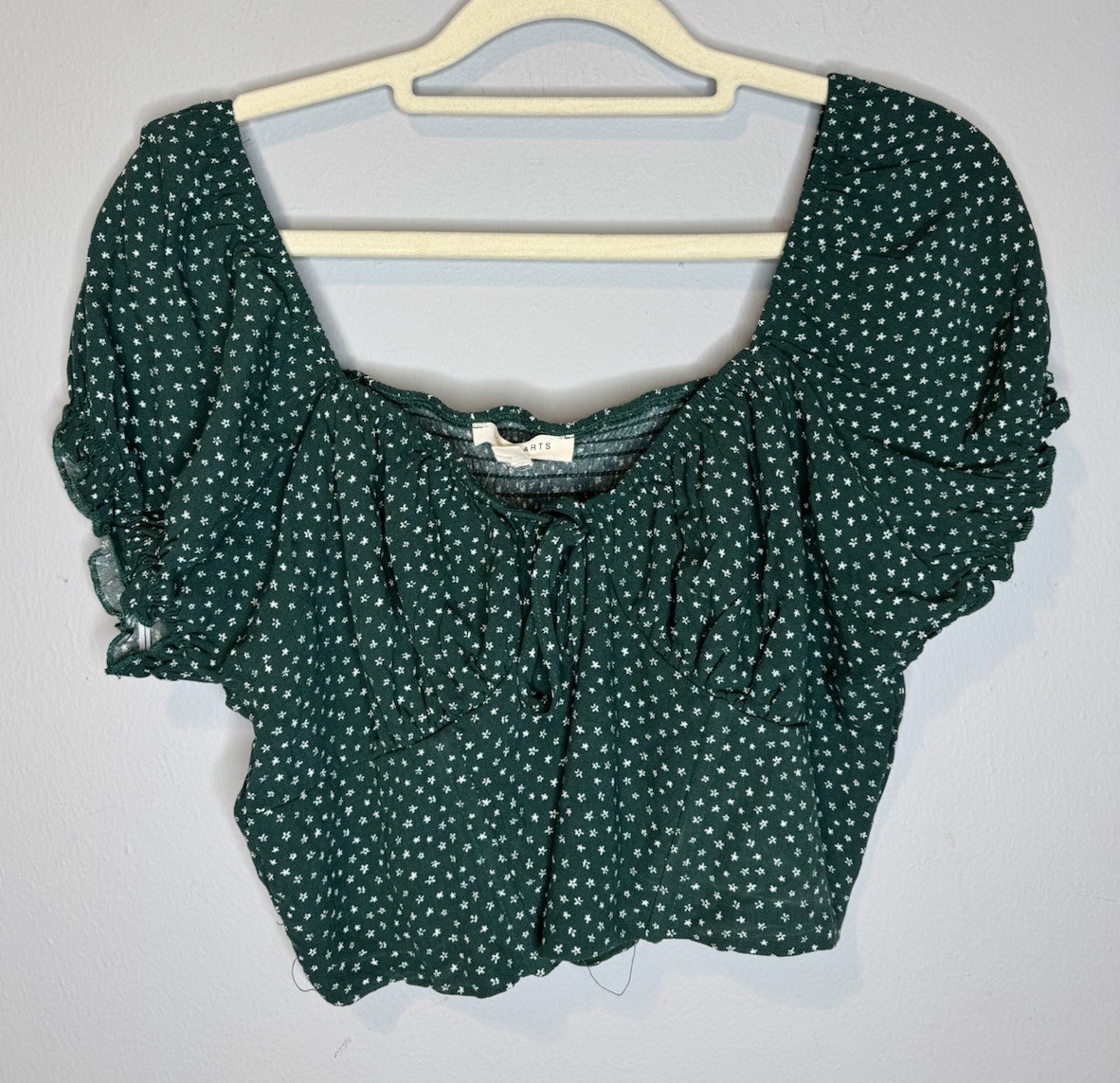 Pacsun Floral Print Smocked Crop Top New Large Green