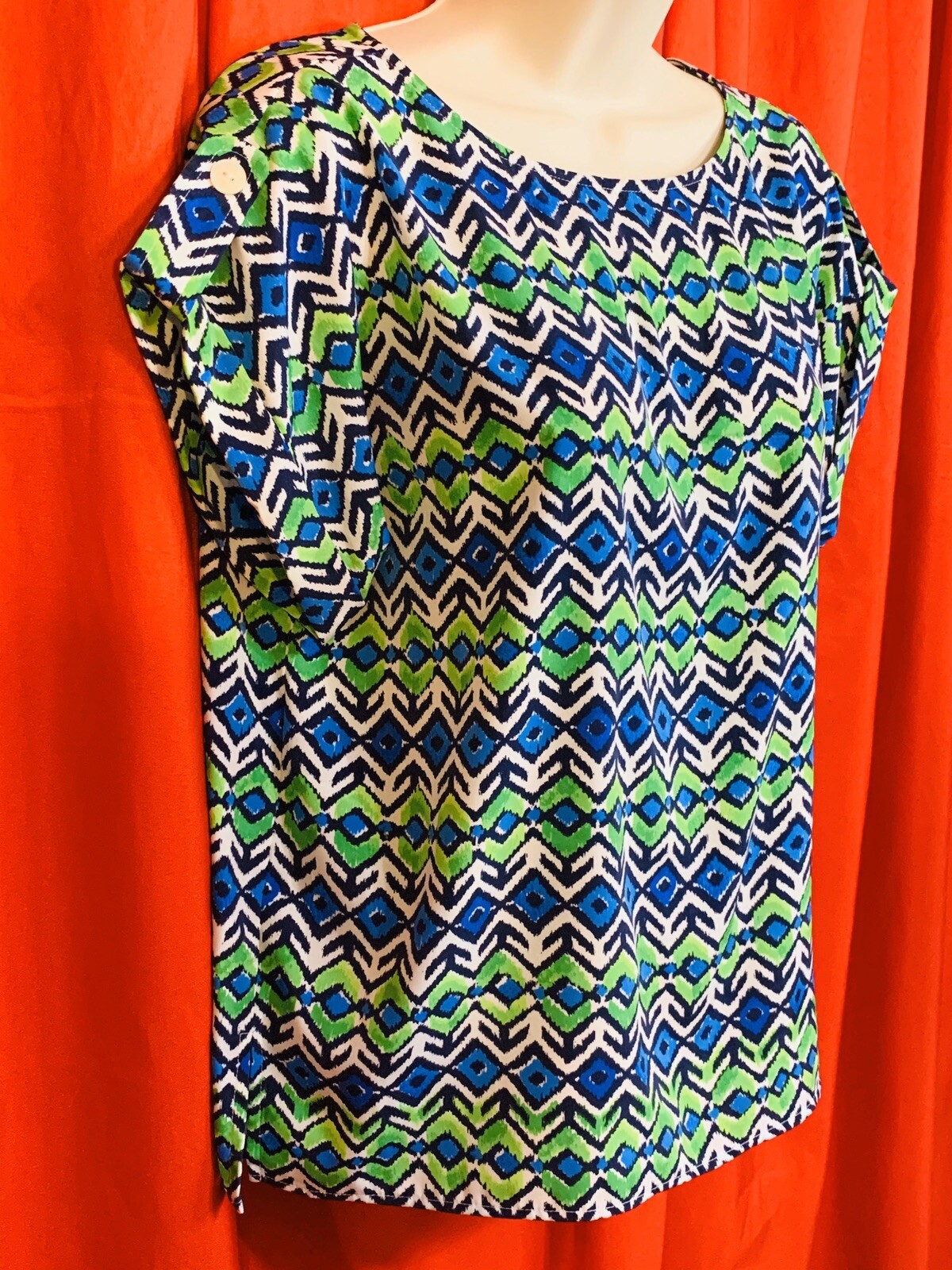 RUBY RD … Short Sleeve Print Pullover Top … Petite Size 10P … NEW