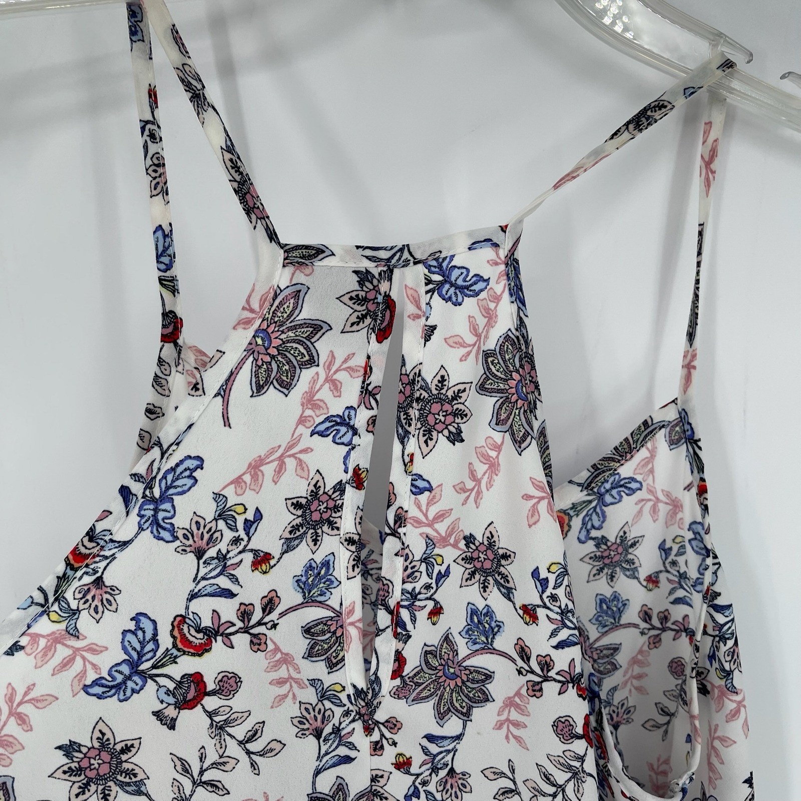 Paper Crane Women’s White Floral Racerback Boho Summer Camisole Tank Top Size S