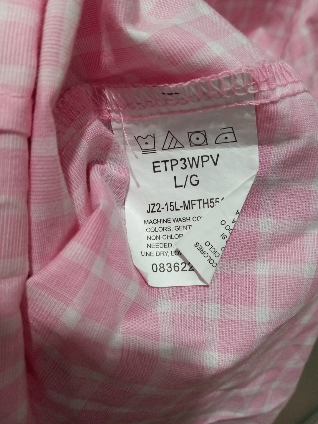 RIDERS BY LEE EASY CARE WOMEN PINK PLAID BUTTON UP SHIRT TOP SIZE L / LARGE USED