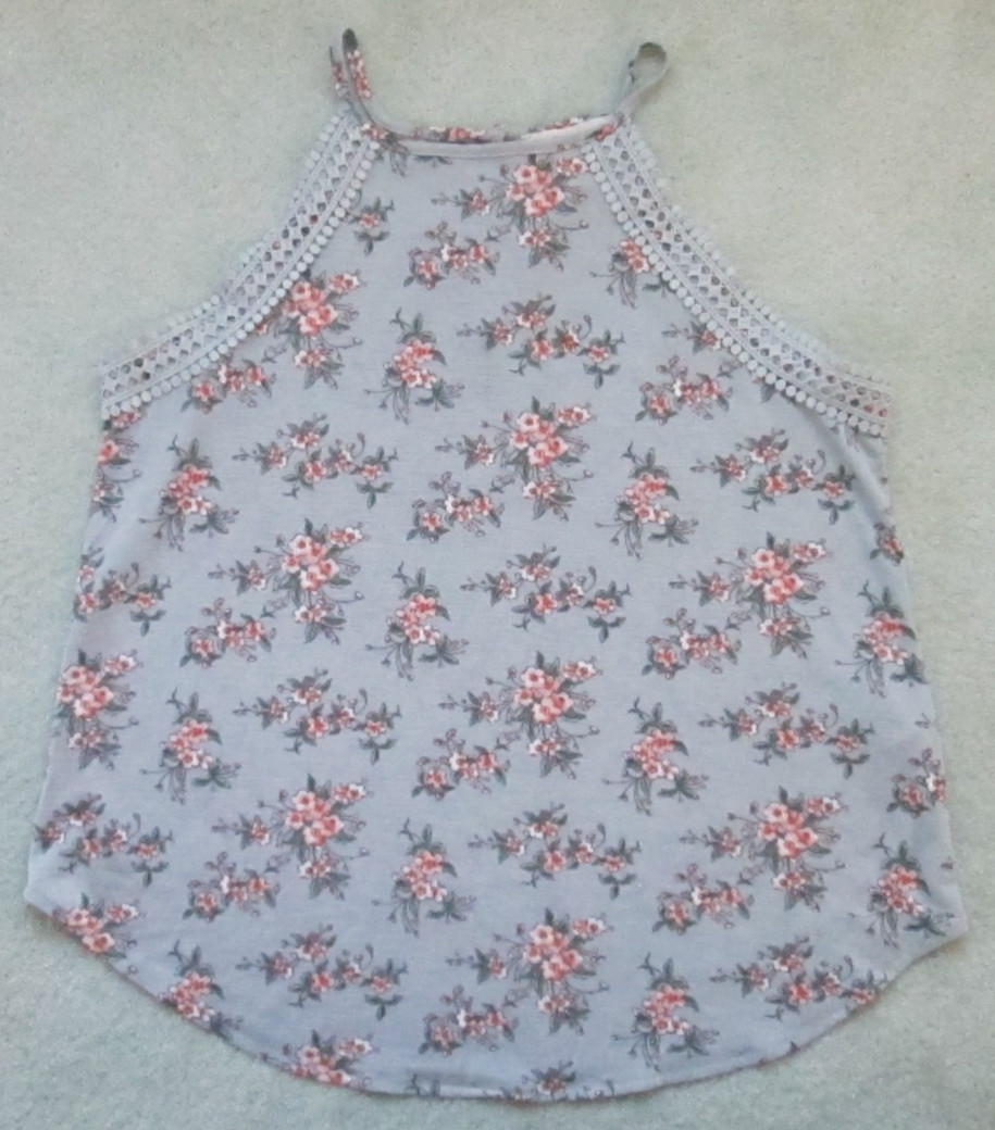 Sweet Wanderer Women’s Floral Tank Top Spaghetti Strap Blue Pink – Size M, Used