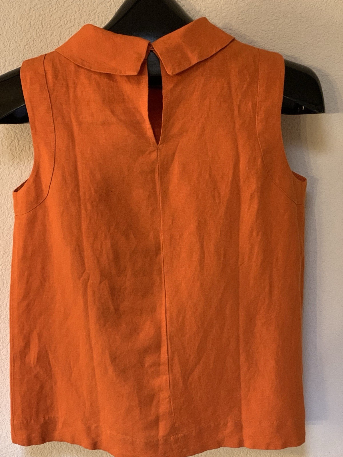 NWT Ann Taylor Factory Petite Linen Blouse XXSP Pumpkin Orange Flowy Cowl Neck