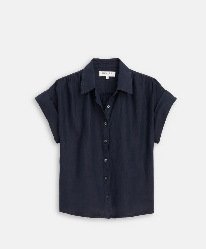 Alex Mill Maddie (Large) Dark Navy Linen Blouse (NWT)