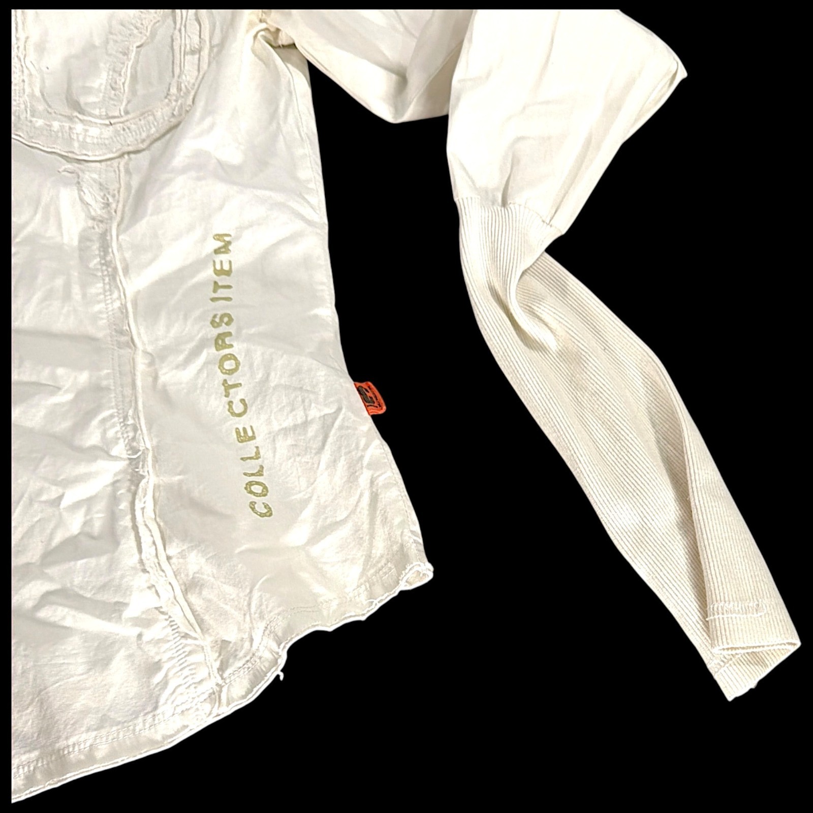 Object Collectors Item Top Womens M White Shirt Distressed Scandinavian Y2K
