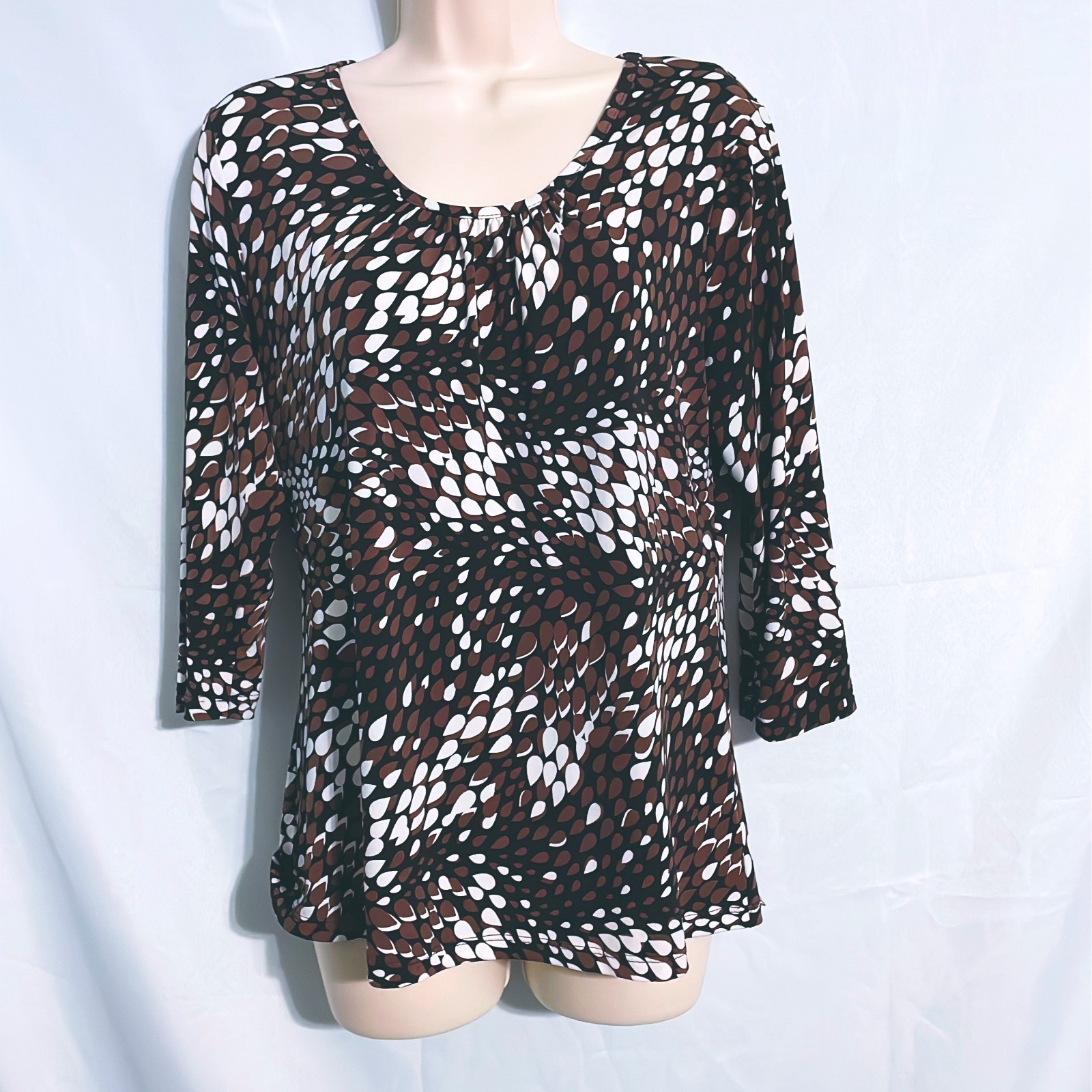 Christopher & Banks Brown Black & White Top Size M