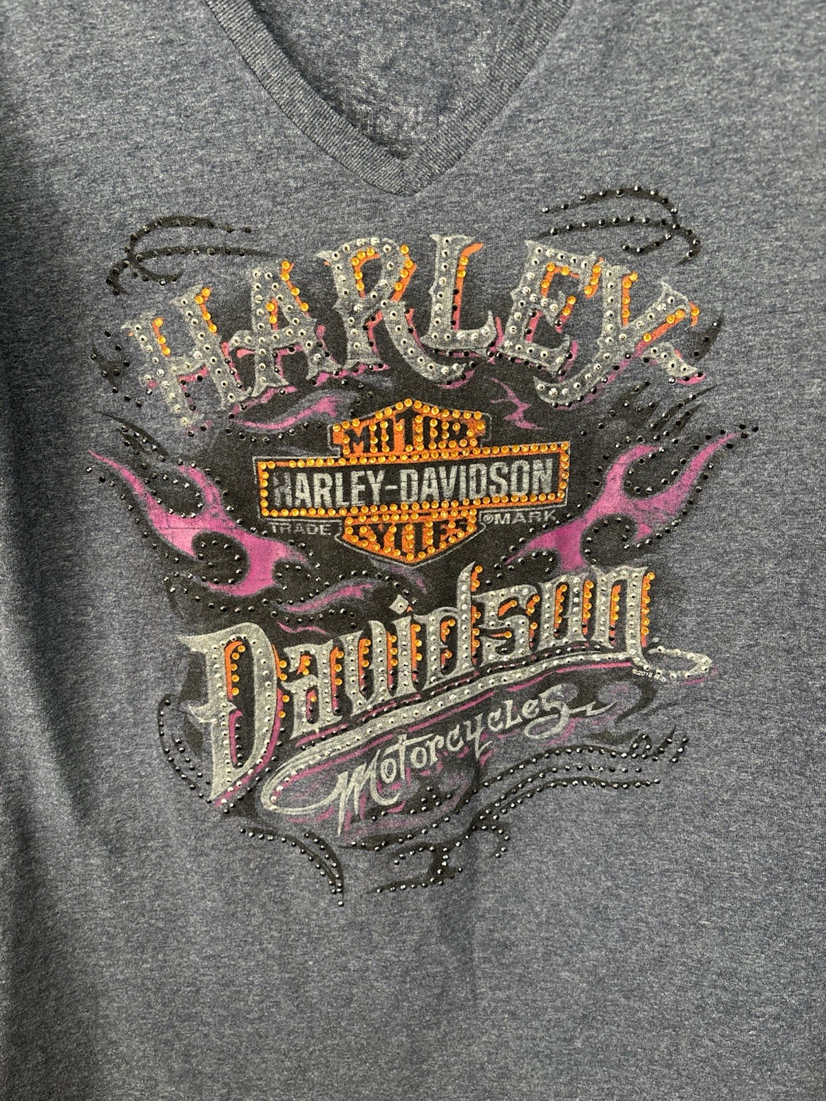 Women’s Harley Davidson Motorcycle T Shirt Size Medium Bedazzle Honduras Y2K