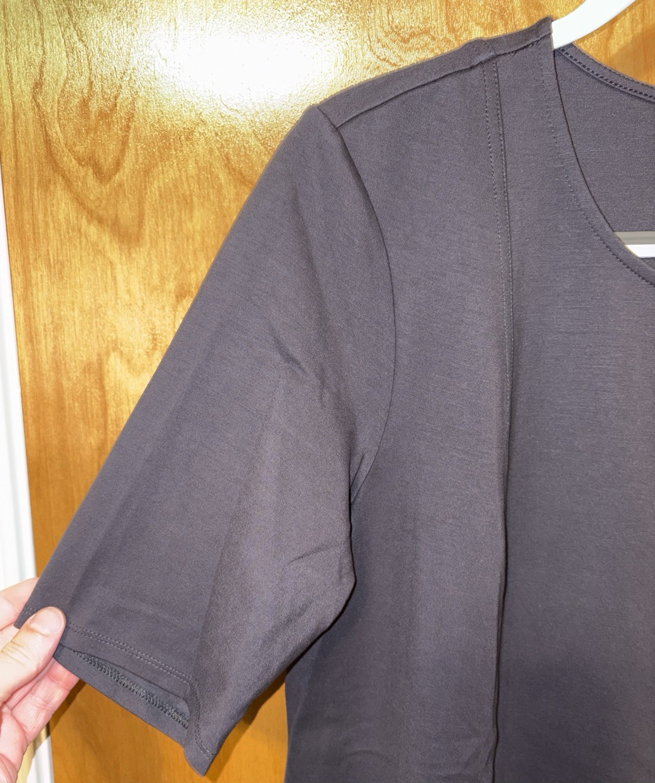 Wearever Collection by J. Jill charcoal grey ponte knit short sleeve top Medium