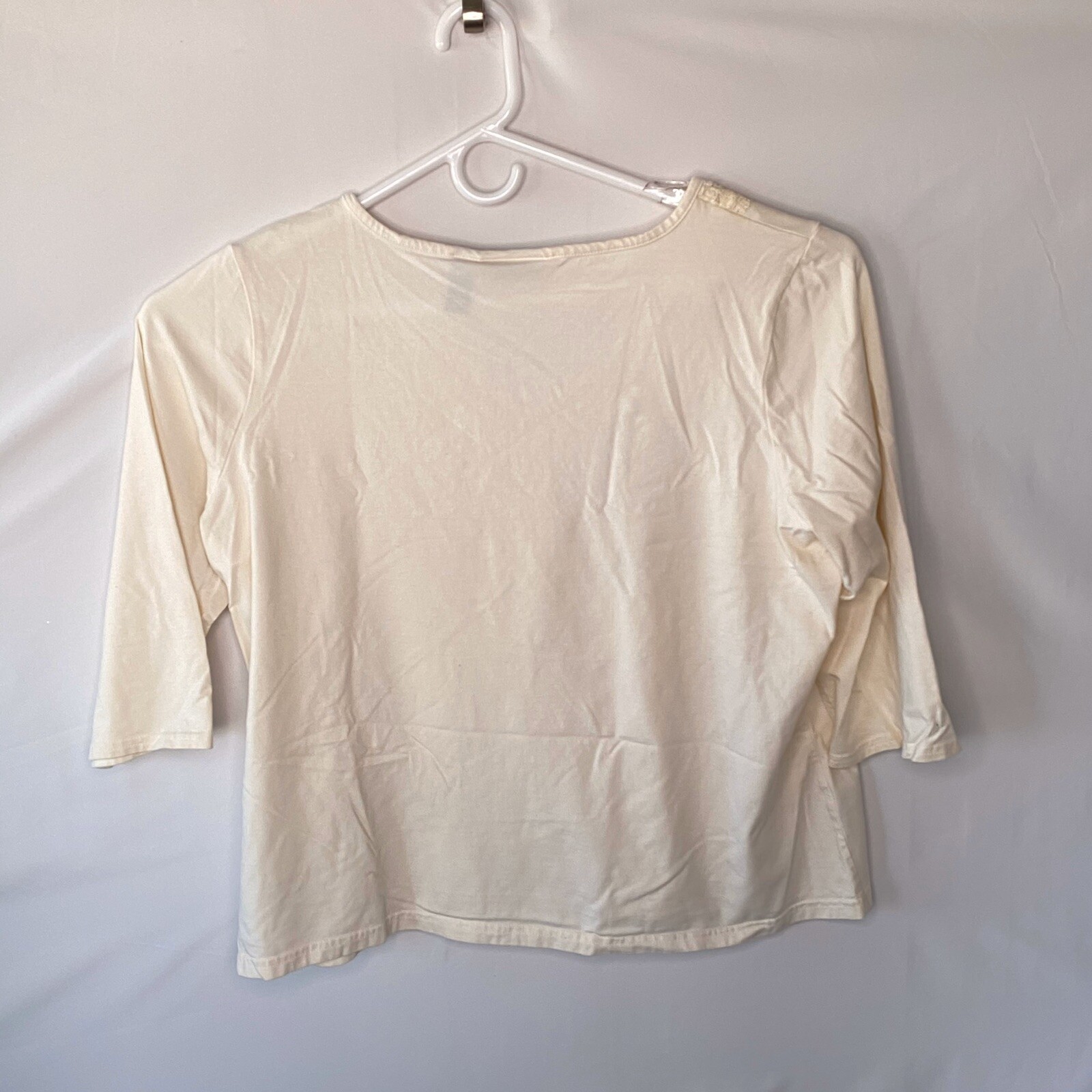 Apostrophe Stretch Top Shirt Womens Plus 20 22W 3/4 Sleeve White Ivory