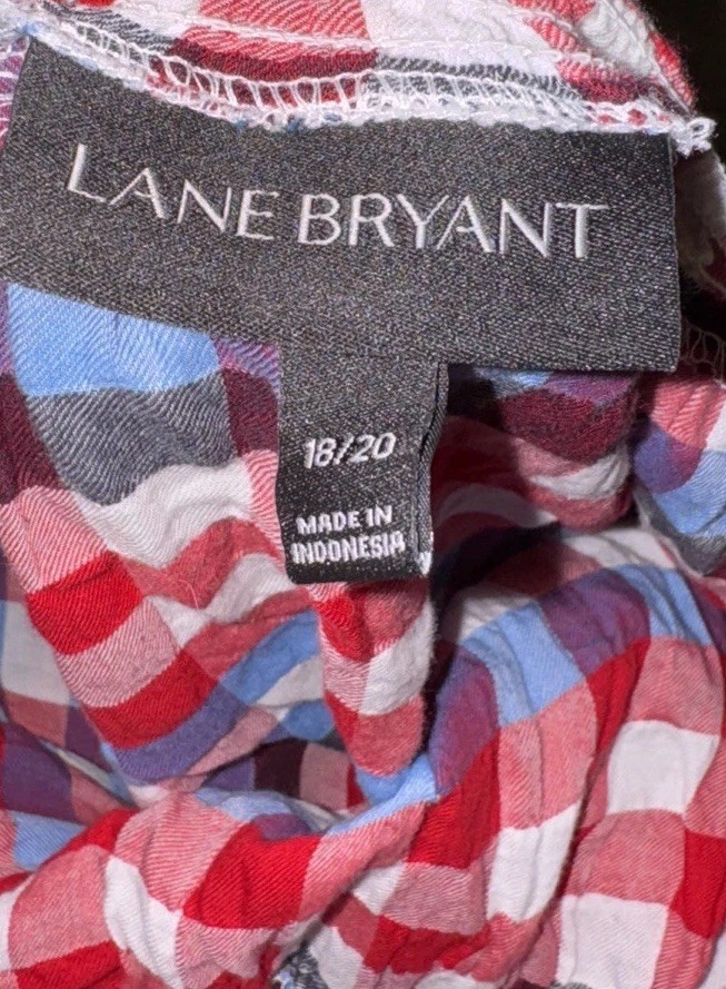 Lane Bryant Blouse Shirt Womens Plus Sz 18 / 20 Red Plaid