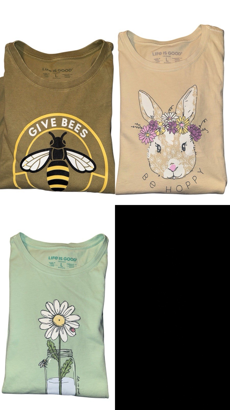 Life Is Good Women’s L Crusher T-Shirt 3 Pc Lot Short Sleeve Shirts
