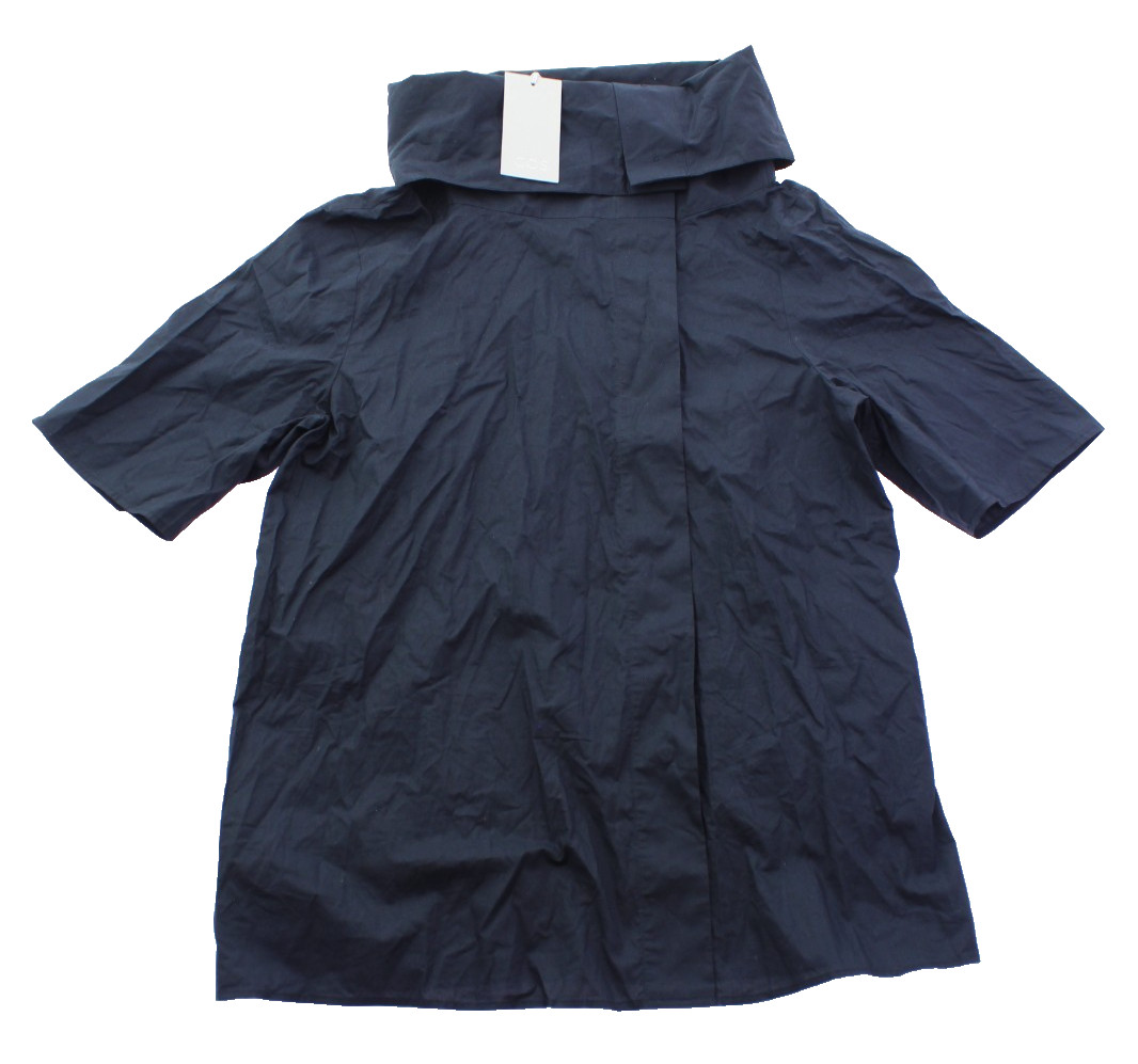 NWT / Cos Women’s ROLL-NECK Dark Navy CRINKLED S/S TUNIC TOP – US 4
