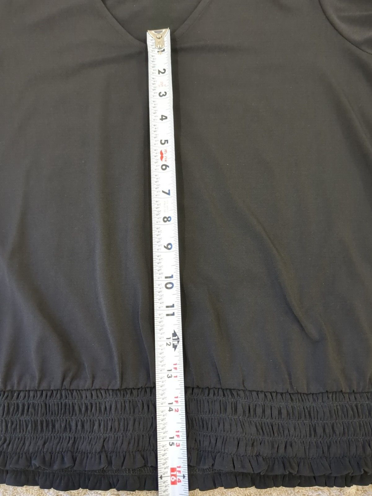 I.n.c. International Concepts Women’s Smocked-Trim Top Deep Black Sz XS