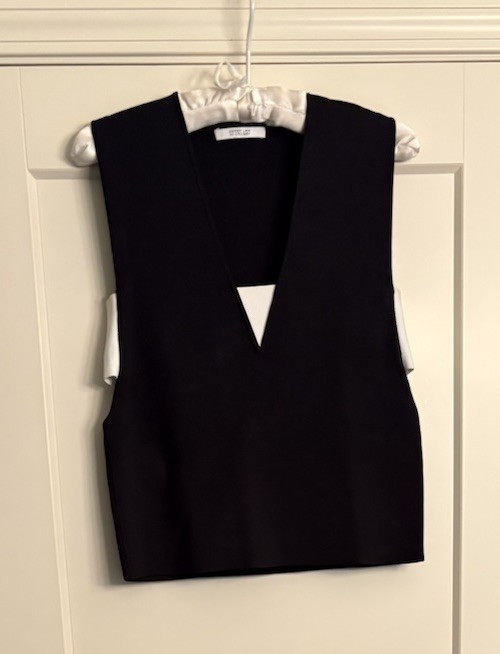 Derek Lam 10 Crosby Black/White V-Neck Tank Top