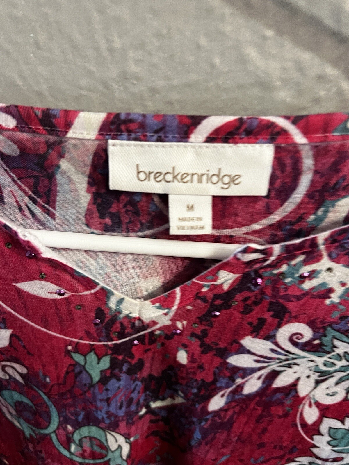 Breckenridge Size Medium Multicolored Print Shirt 3/4 Sleeve Womens