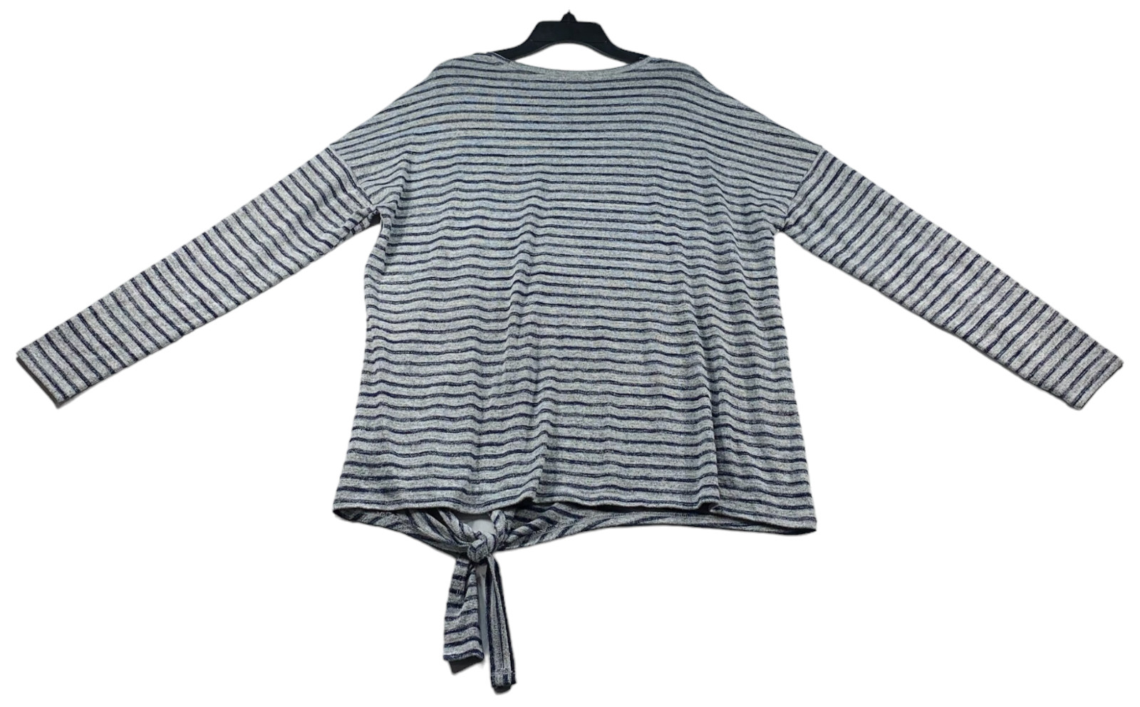 A New Approach Blouse Womens size Medium Gray Blue Striped Front Knot