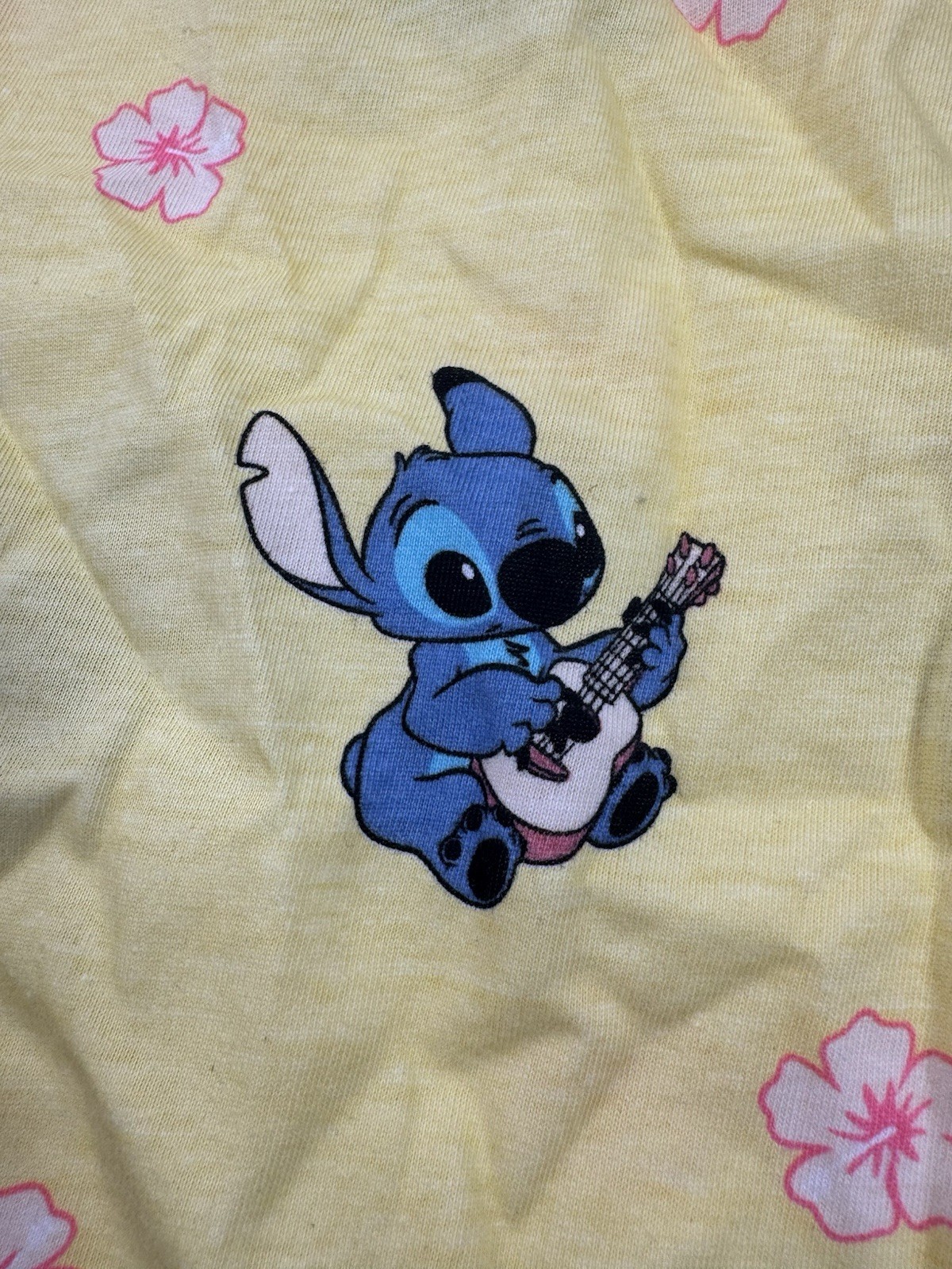 Disney Lilo & Stitch 2x All Over Print T Shirt Top Yellow Hybrid Apparel