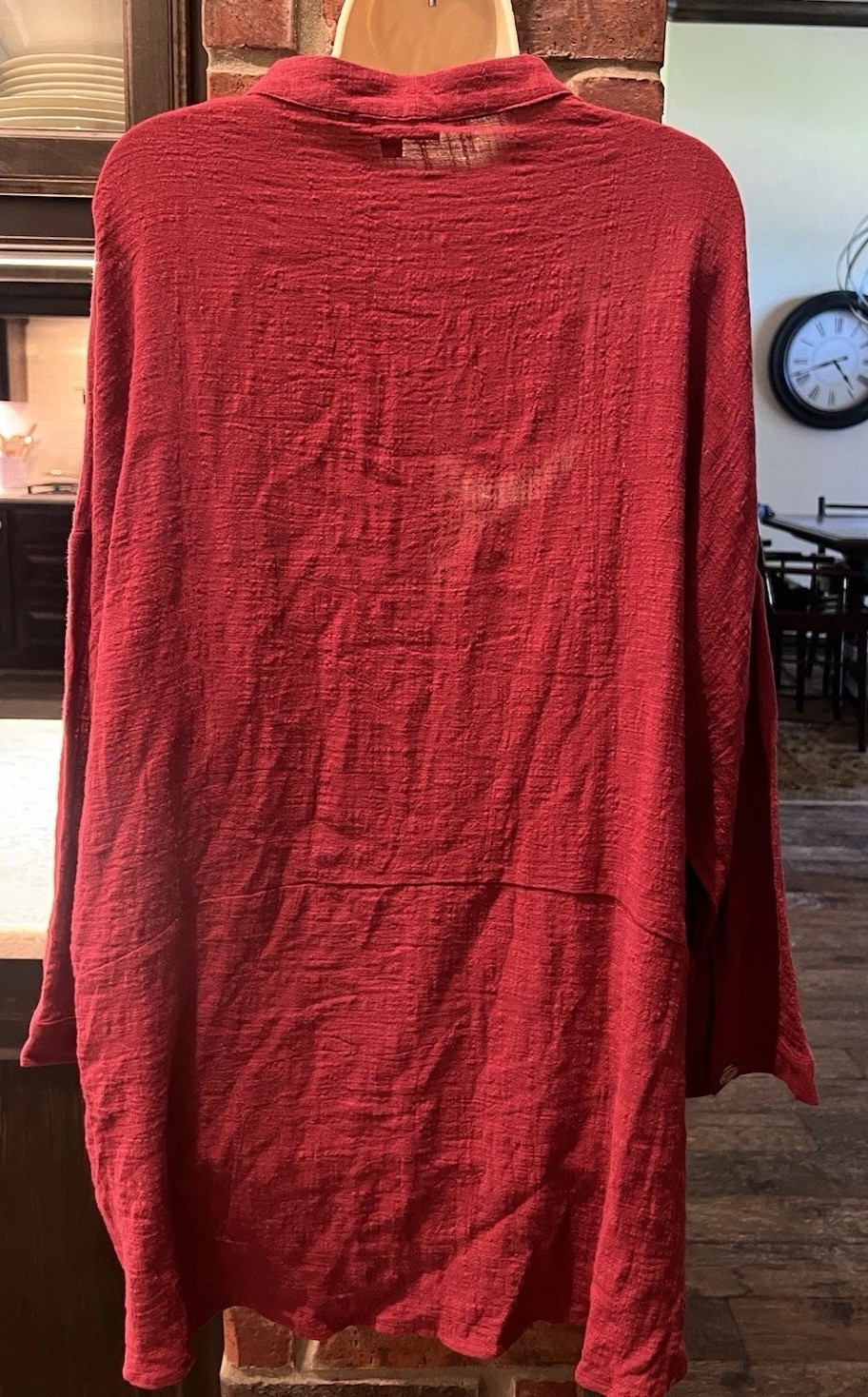 NWT Caroline Morgan Cotton Henley Tunic With Pockets Burgundy Sz 16
