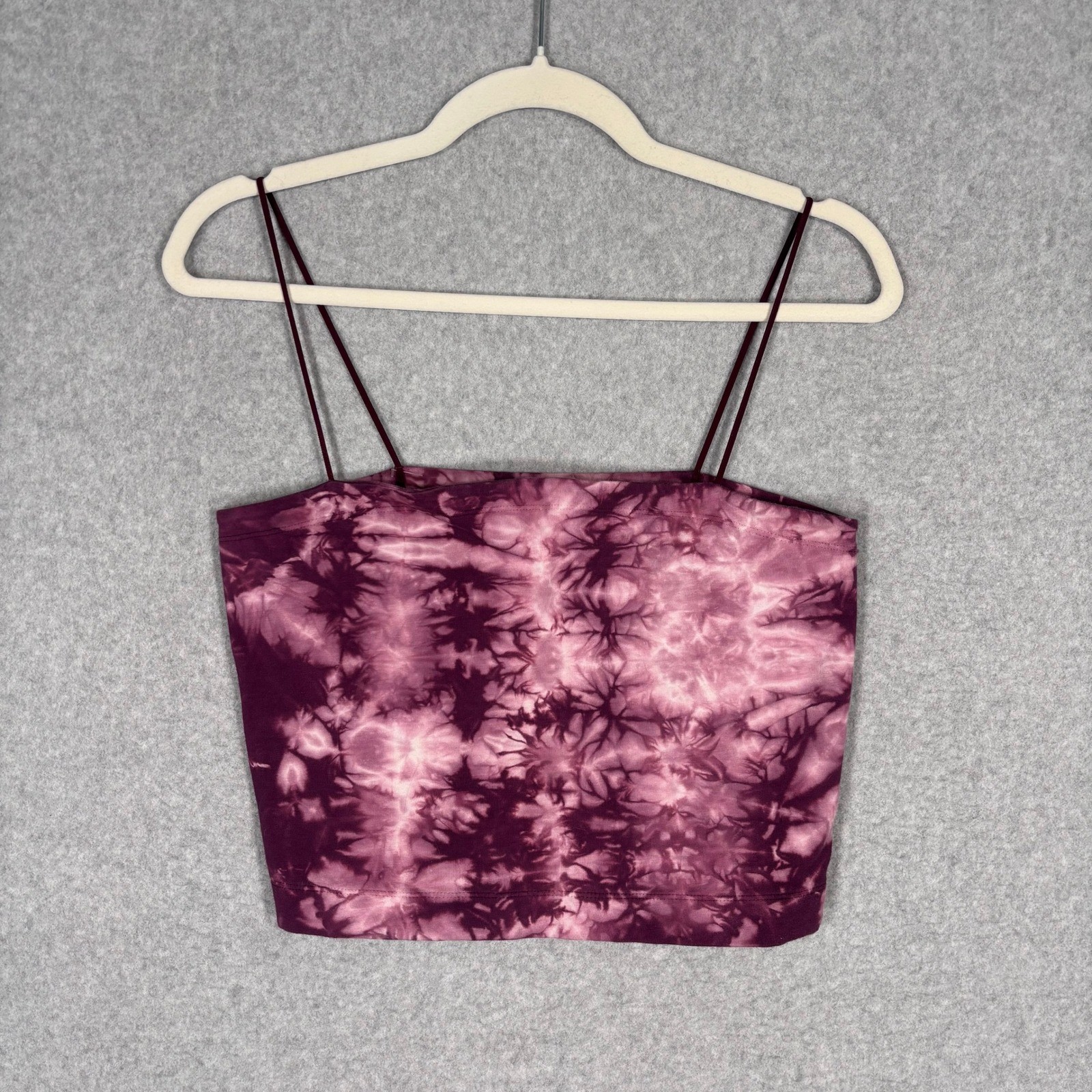 American Eagle Cami Crop Top Large Purple Tie Dye Seamless Brami Festival Straps
