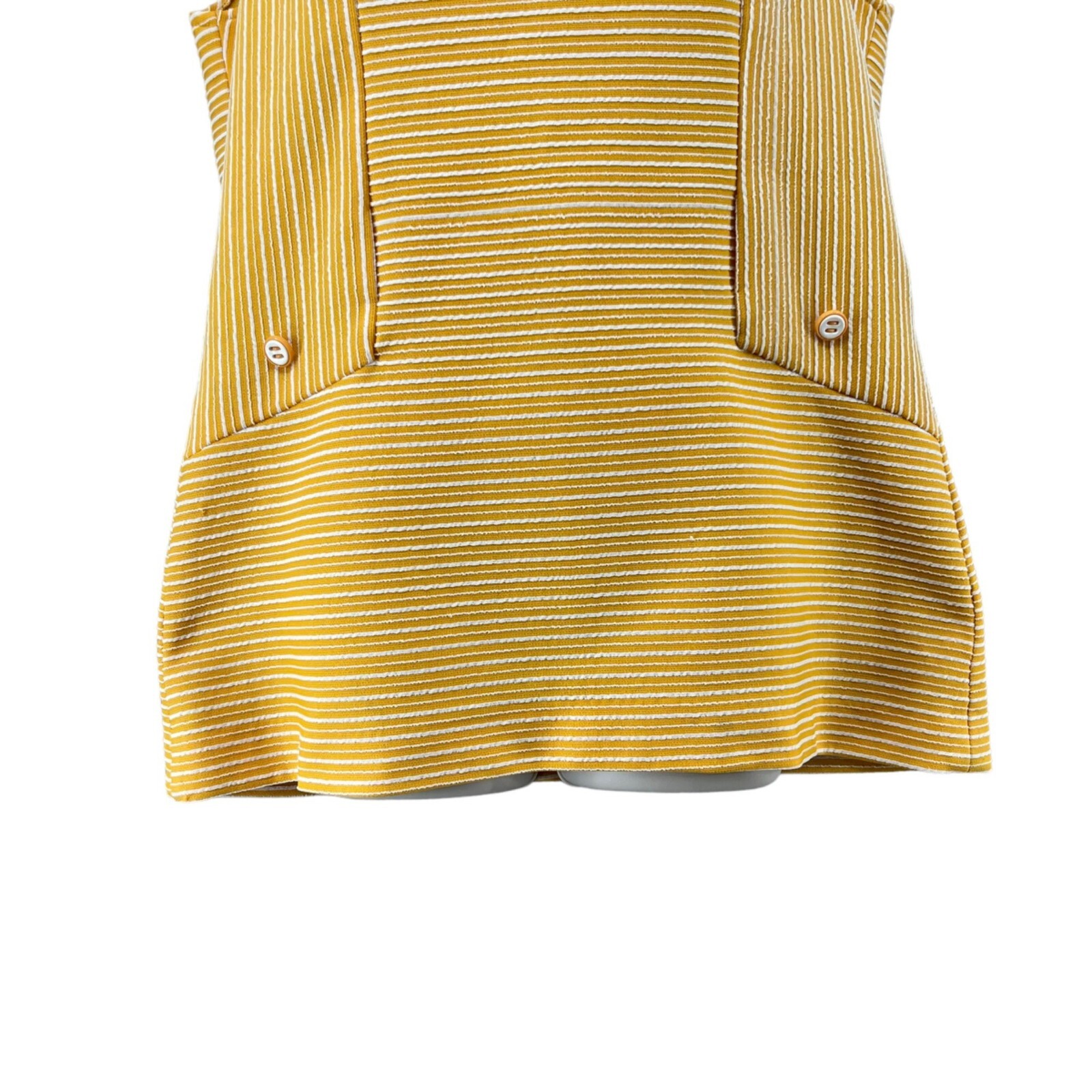 Vtg Marty Gutmacher Blouse Womens Yellow Striped Sleeveless Top Size M