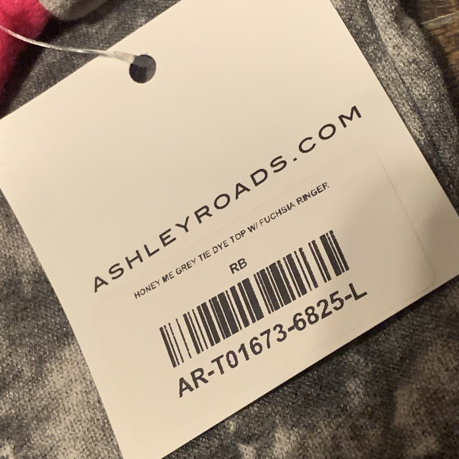 Honeyme Tie Dye Pattern Ashley Roads Boutique Fleece S/S Ringer Women’s Top Sz L